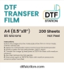 DTF Station Transfer Film (Warm Peel) for Direct to Film 8.5"x11" - 200 Sheets