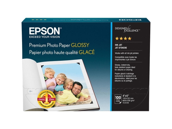 EPSON Premium Photo Paper Glossy Borderless 252gsm 4"x6" - 100 Sheets