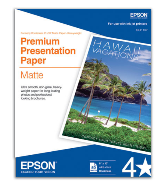 Epson Premium Presentation Paper Matte 8"x10" - 50 Sheets