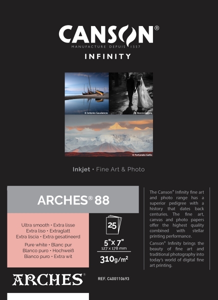 Canson Infinity ARCHES 88 310gsm Matte 5"x7" - 25 Sheets