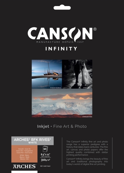 Canson Infinity ARCHES BFK Rives White 310gsm Matte 8.5"x11" - 10 Sheets