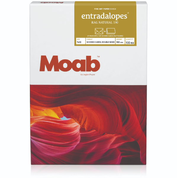 Moab Entradalopes Natural White 190gsm 7"x10" - 100 Cards/Envelopes
