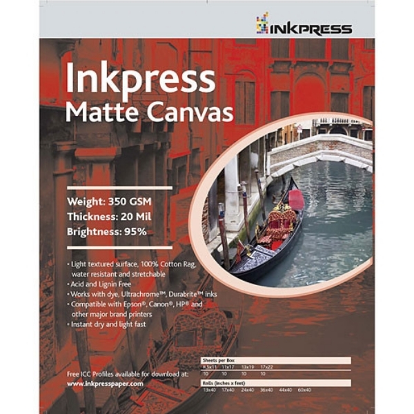 Inkpress Matte Canvas 350gsm 11" x 17" - 10 Sheets
