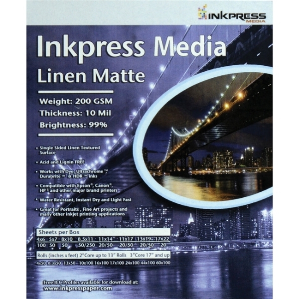 Inkpress Linen Matte 200gsm 13"x19" - 50 sheets