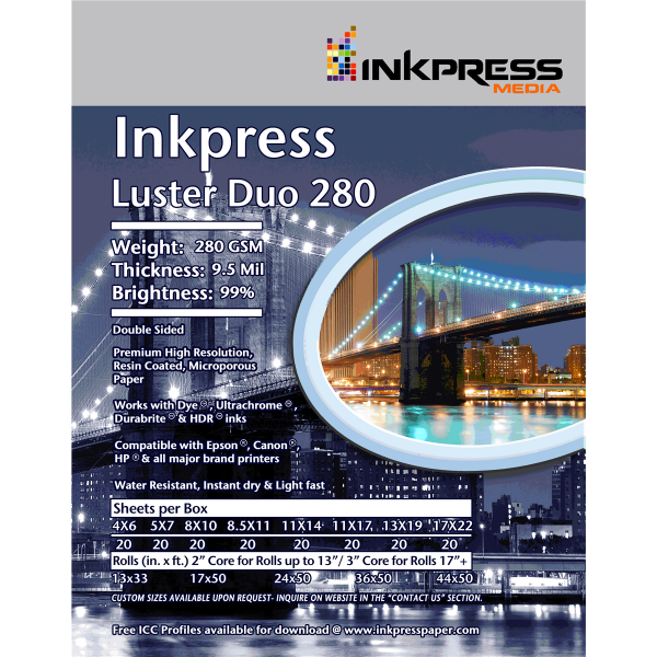 Inkpress Luster Duo 280 2-Sided 4 x 6" - 20 Sheets