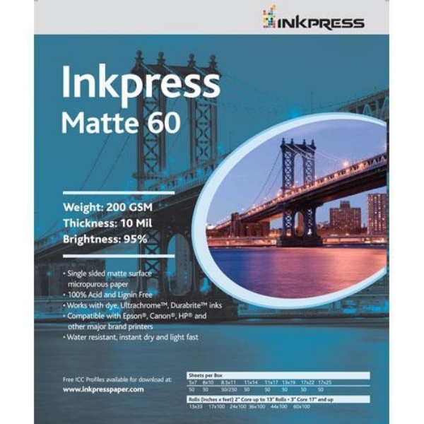 Inkpress Matte 60 200gsm 11" x 17" - 50 Sheets