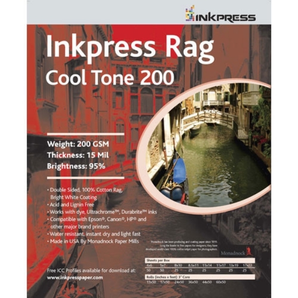 Inkpress Rag Cool Tone 200 2-Sided 11" x 14" - 25 Sheets