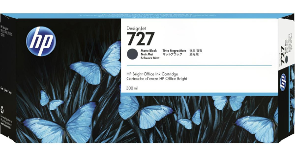 HP 727 300-ml Matte Black Designjet Ink Cartridge for HP DesignJet T920, T930, T1500, T1530, T2500, T2530 - C1Q12A