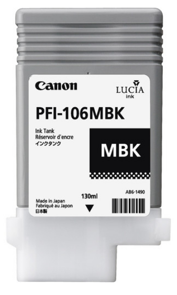 Canon PFI-106MBK Matte Black Ink Tank (130ml) for iPF6300, iPF6300S, iPF6350, iPF6400, iPF6400S, iPF6450 - 6620B001AA