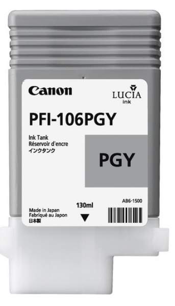Canon PFI-106PGY Photo Gray Ink Tank (130ml) for imagePROGRAF iPF6300, iPF6300S, iPF6350, iPF6400, iPF6400S, iPF6450 - 6631B001AA
