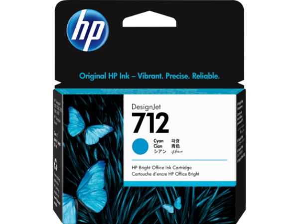 HP 712 29-ml Cyan DesignJet Ink Cartridge for T210, T230, T250, T630, T650 - 3ED67A	