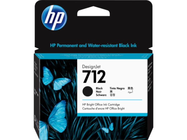 HP 712 80-ml Black DesignJet Ink Cartridge for T210, T230, T250, T630, T650 - 3ED71A	