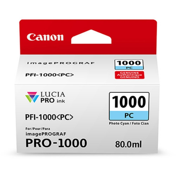 Canon PFI-1000PC Photo Cyan Ink Tank 80ml for imagePROGRAF PRO-1000 - 0550C002AA	
