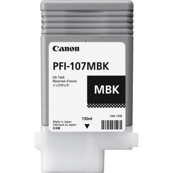 Canon PFI-107MBK Matte Black Pigment Ink Cartridge 130ml for imagePROGRAF  iPF670, iPF680, iPF685, iPF770, iPF780, iPF785 - 6704B001AA